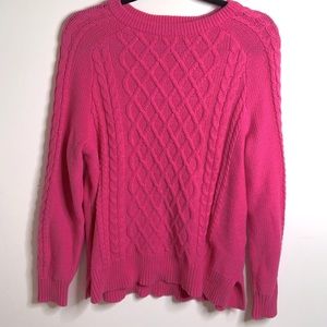 Pink Crochet Oversized Sweater